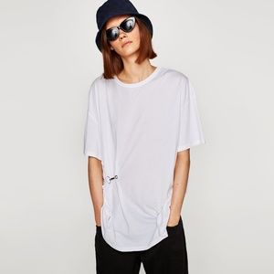 ZARA Side Metal Detail New White T-shirt